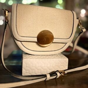 orYANY Cream Crossbody Bag with Gold Detail